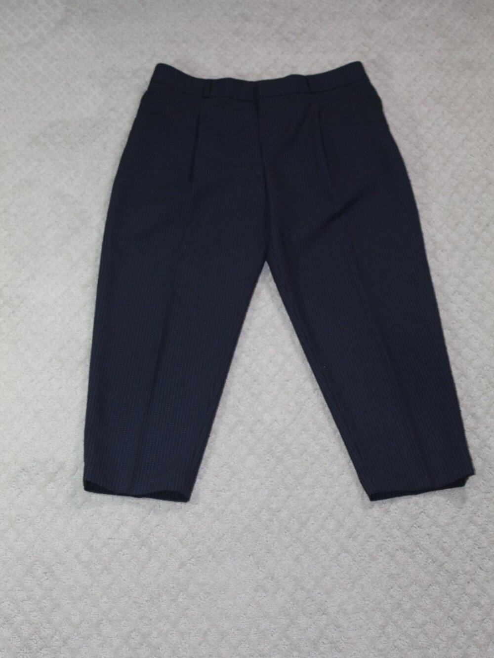 Banana Republic Size 10 Blue Black Houndstooth Pleated Front Ankle Pants